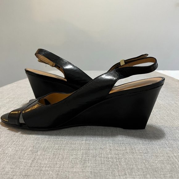 Nine West Size 9M Black Wedge Sandal - Picture 5 of 6